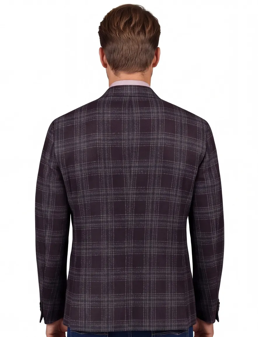 Dressler colbert bruin geruit wol slim fit