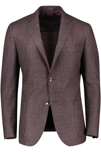 Dressler Dressler colbert aubergine gemêleerd wol slim fit