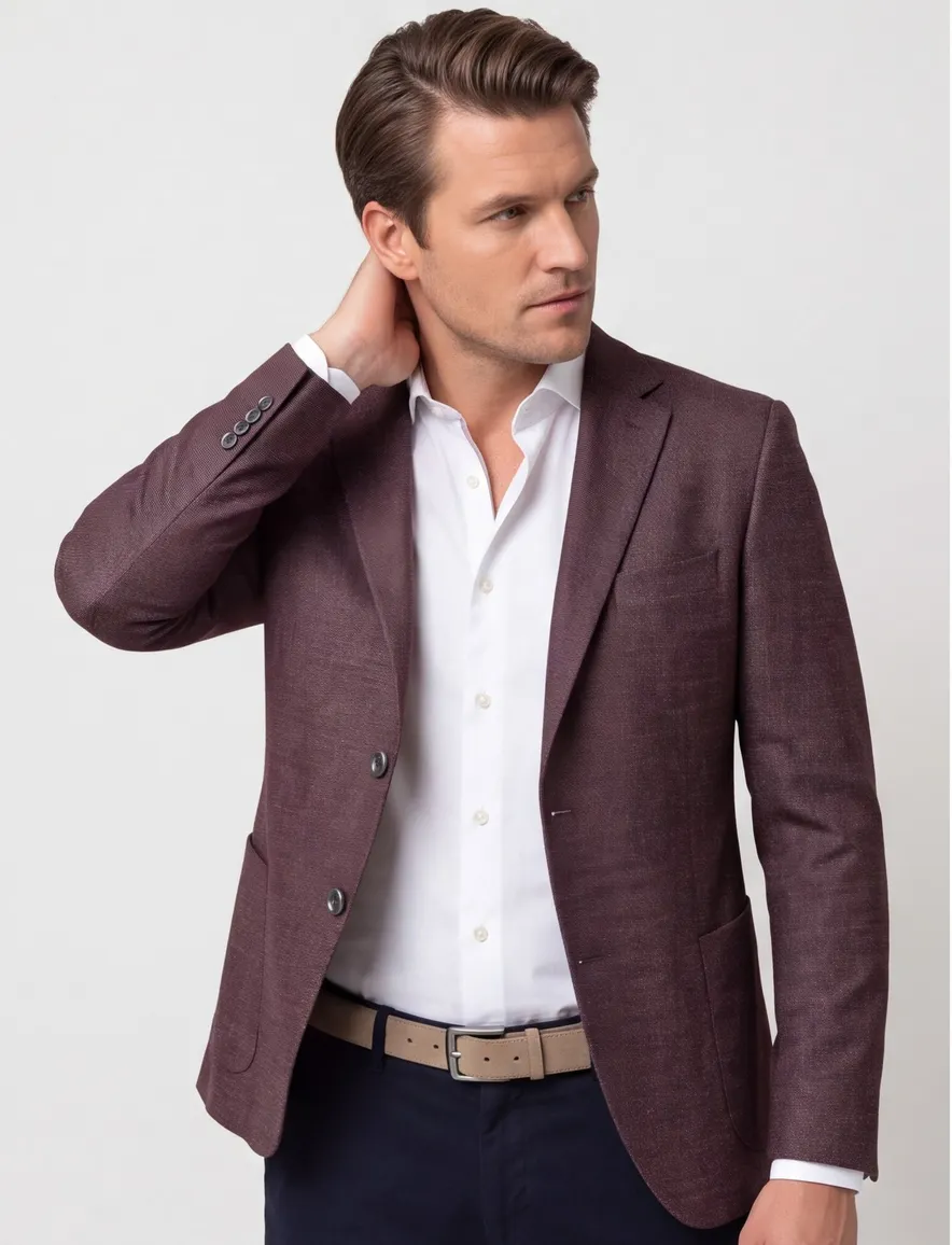 Dressler colbert aubergine gemêleerd wol slim fit
