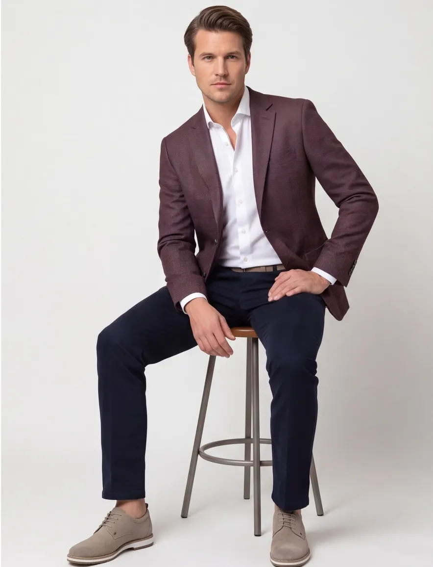 Dressler colbert aubergine gemêleerd wol slim fit