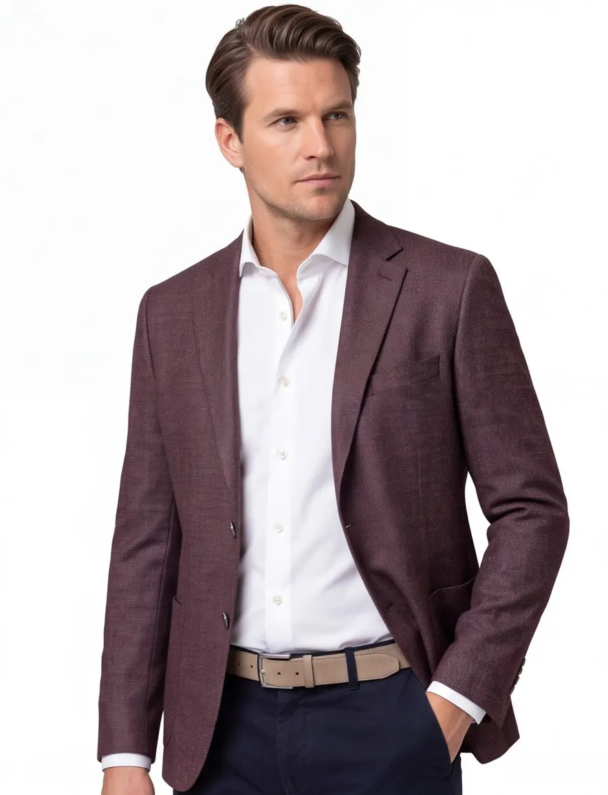 Dressler colbert aubergine gemêleerd wol slim fit