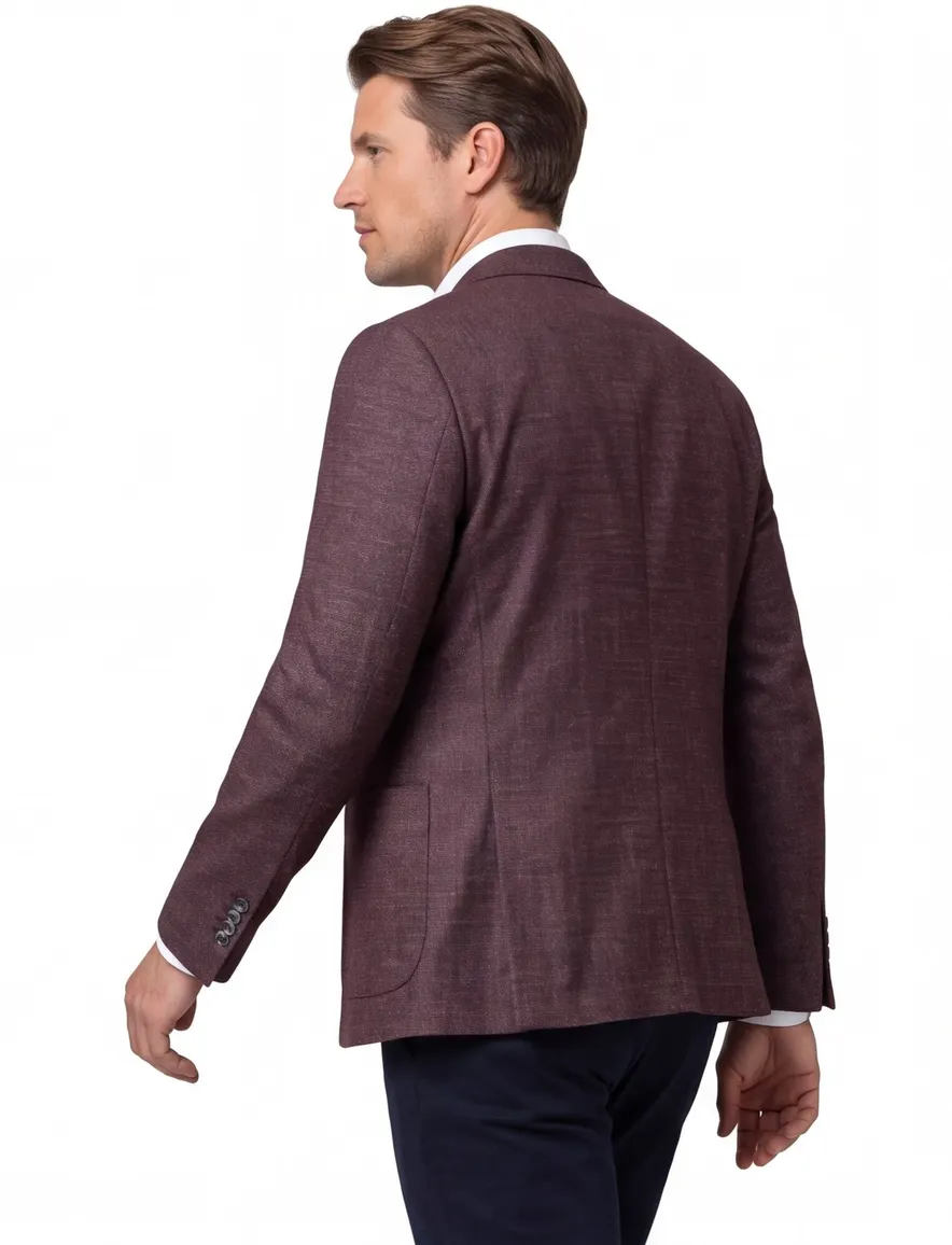 Dressler colbert aubergine gemêleerd wol slim fit