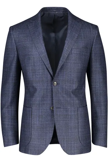 Dressler Dressler colbert blauw geruit merinowol slim fit