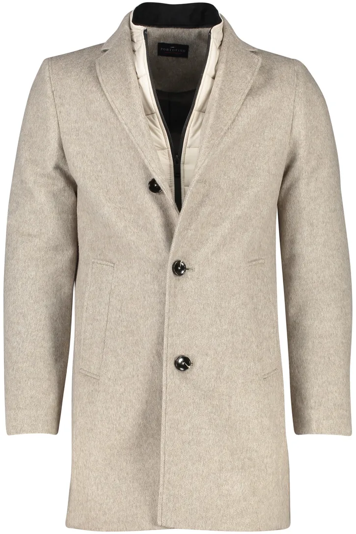 Portofino winterjas beige normale fit effen rits + knoop