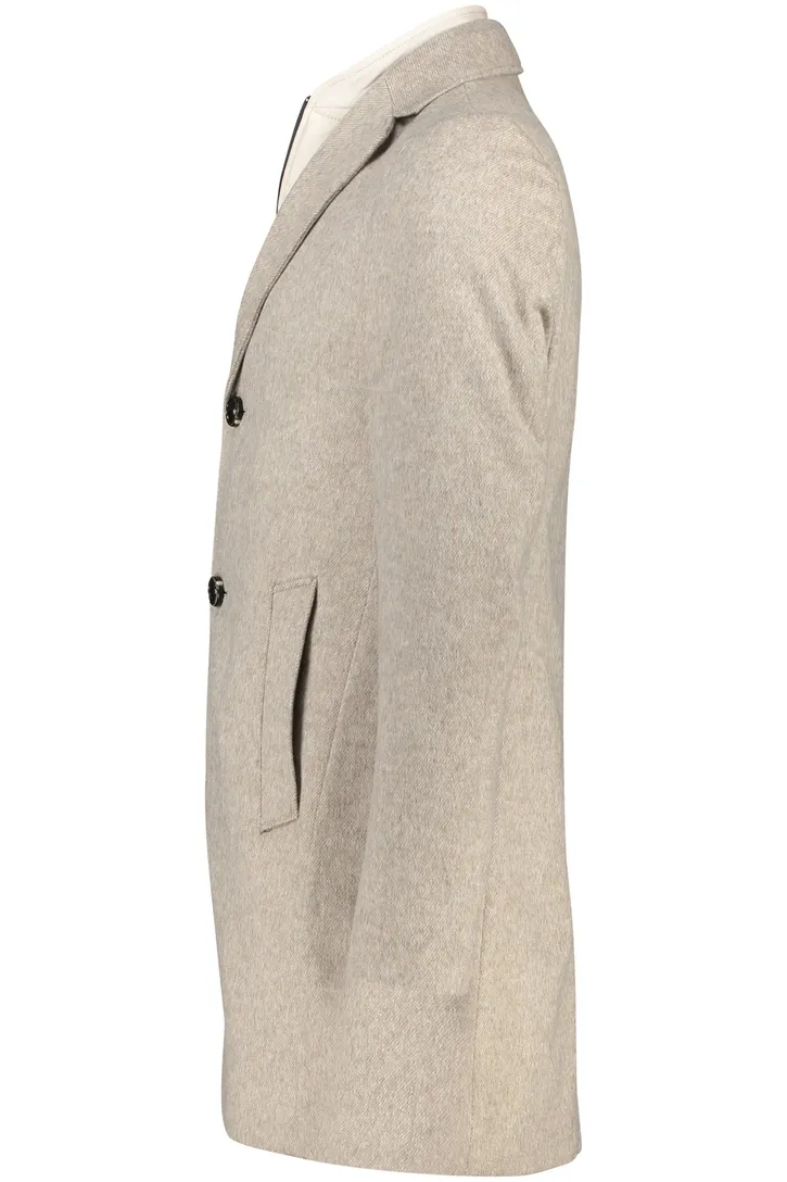 Portofino winterjas beige normale fit effen rits + knoop