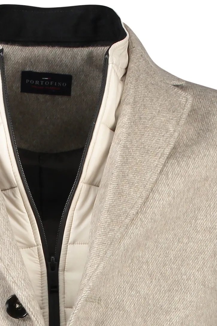 Portofino winterjas beige normale fit effen rits + knoop
