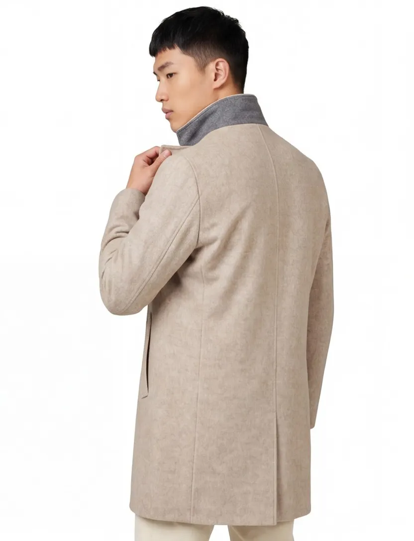 Portofino winterjas beige normale fit effen rits + knoop