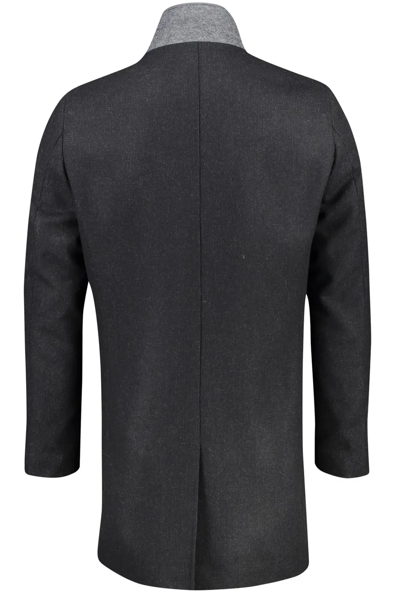 Portofino winterjas grijs uni normale fit halflang