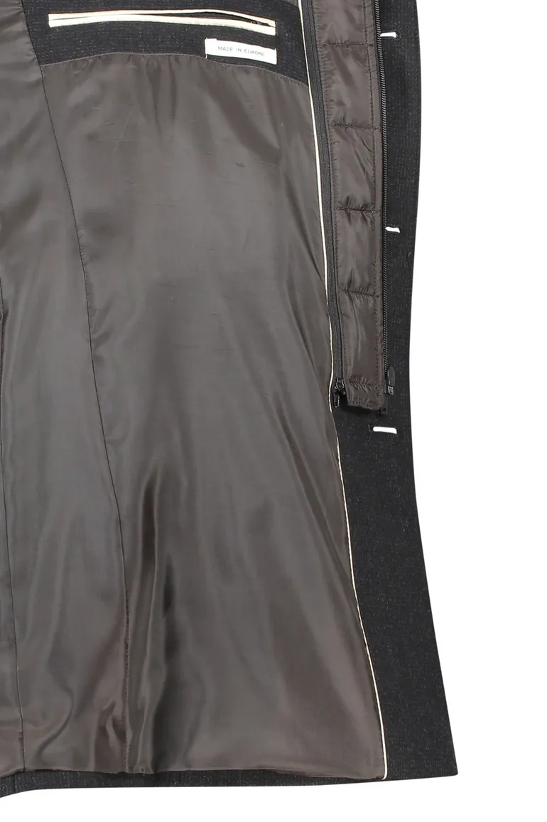 Portofino winterjas grijs uni normale fit halflang