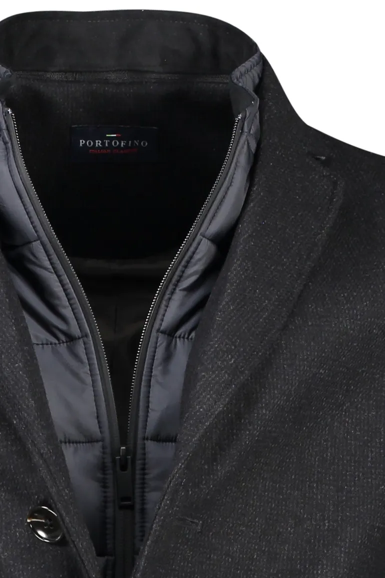 Portofino winterjas grijs uni normale fit halflang