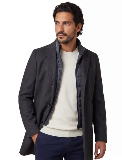 Portofino Portofino winterjas grijs uni normale fit halflang