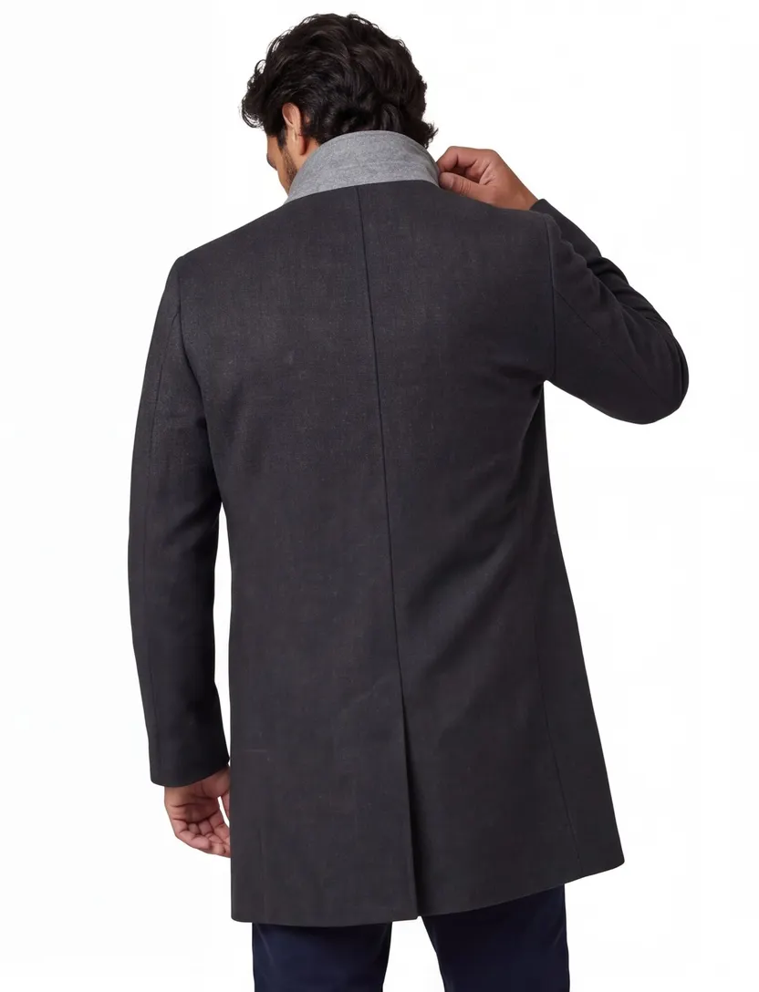 Portofino winterjas grijs uni halflang normale fit