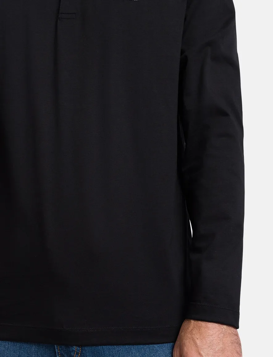 Pierre Cardin lange mouwen polo normale fit zwart effen katoen