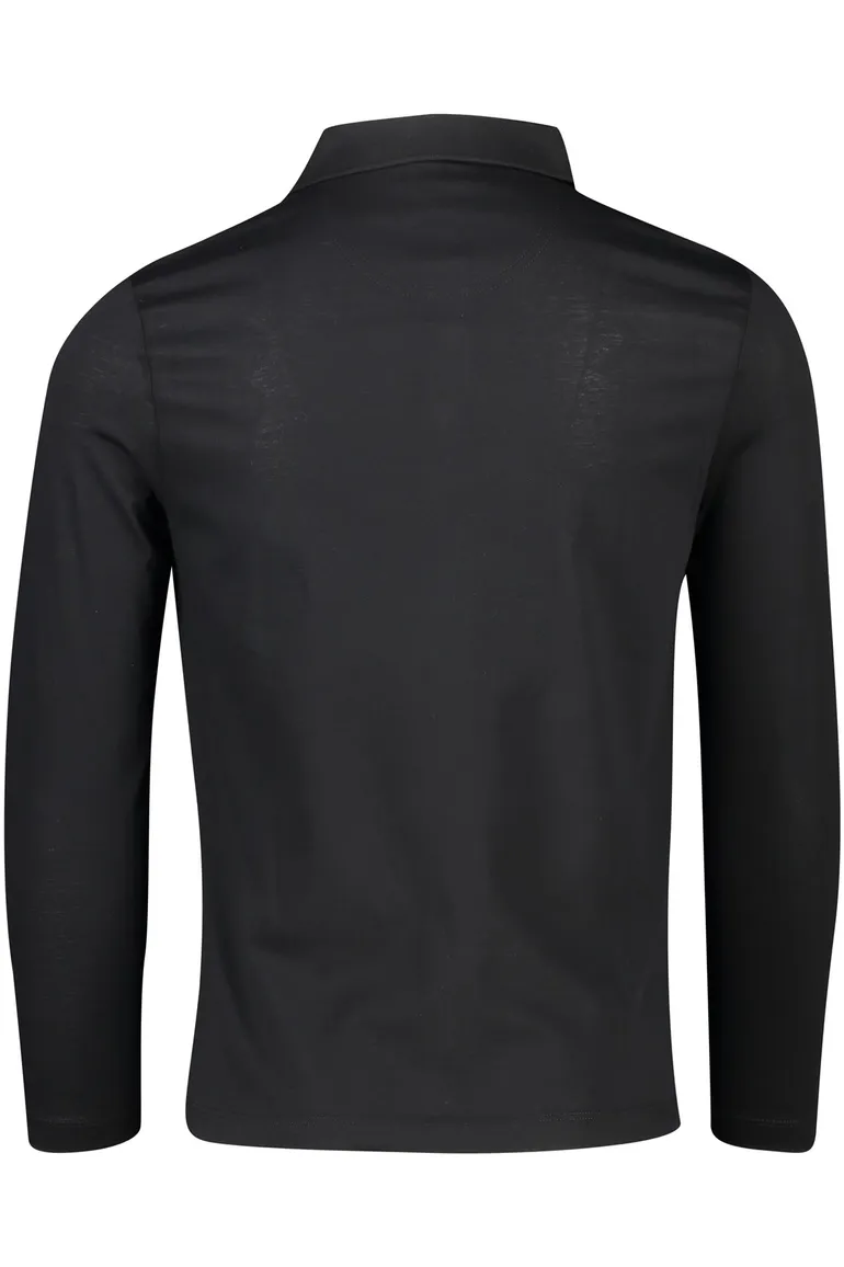 Pierre Cardin lange mouwen polo normale fit zwart effen katoen