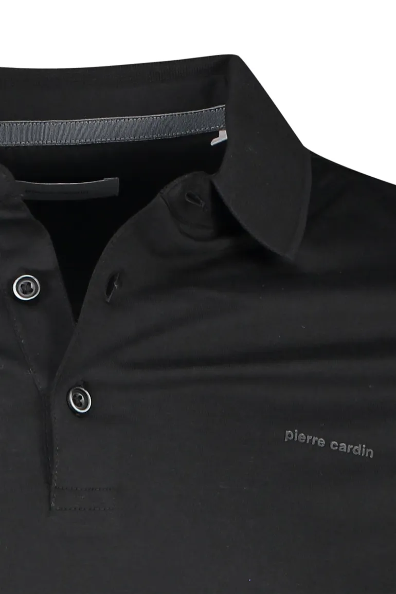 Pierre Cardin lange mouwen polo normale fit zwart effen katoen