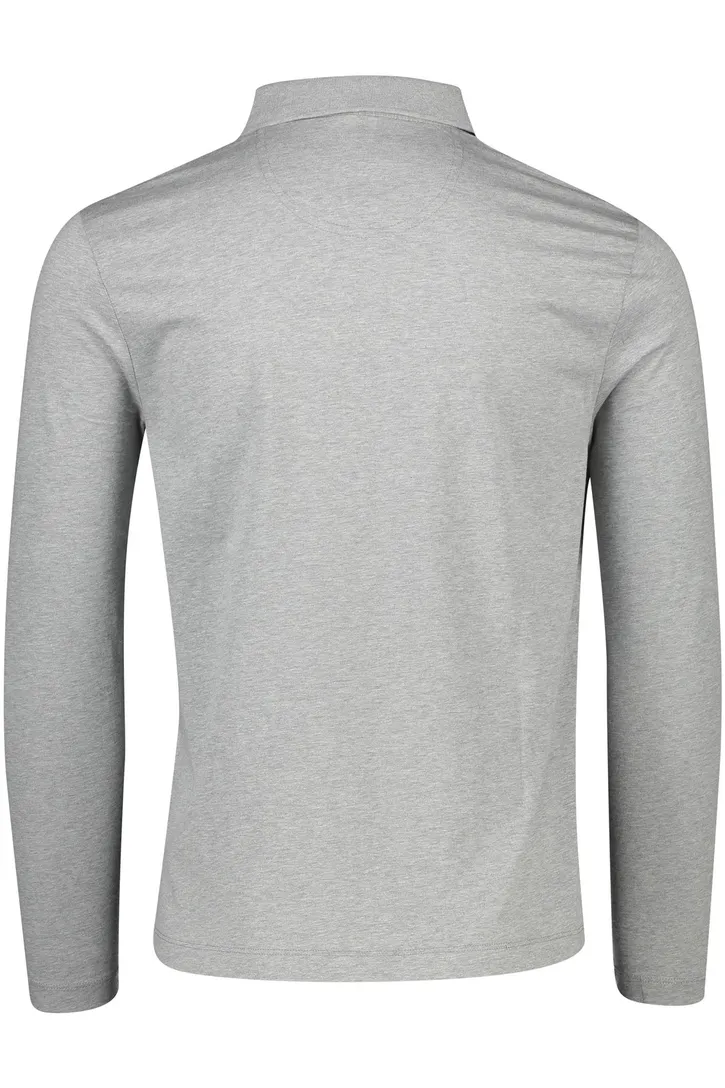 Lange mouwen polo Pierre Cardin normale fit grijs effen katoen
