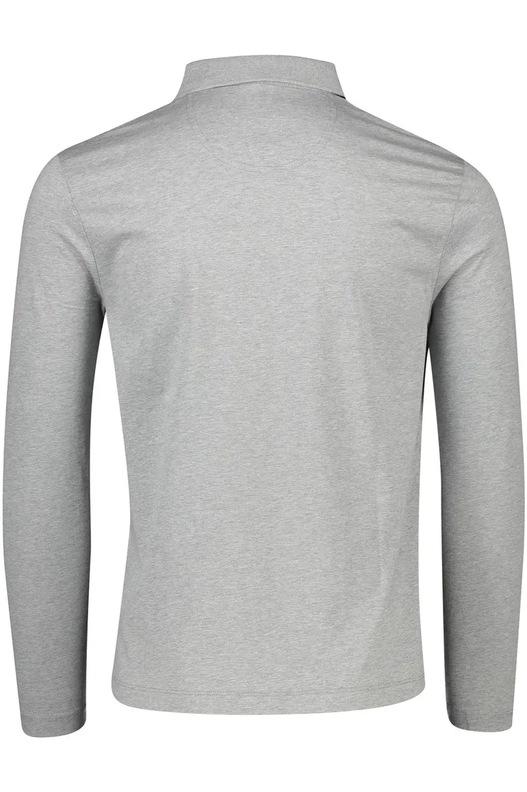 Pierre Cardin polo lange mouw normale fit grijs effen katoen
