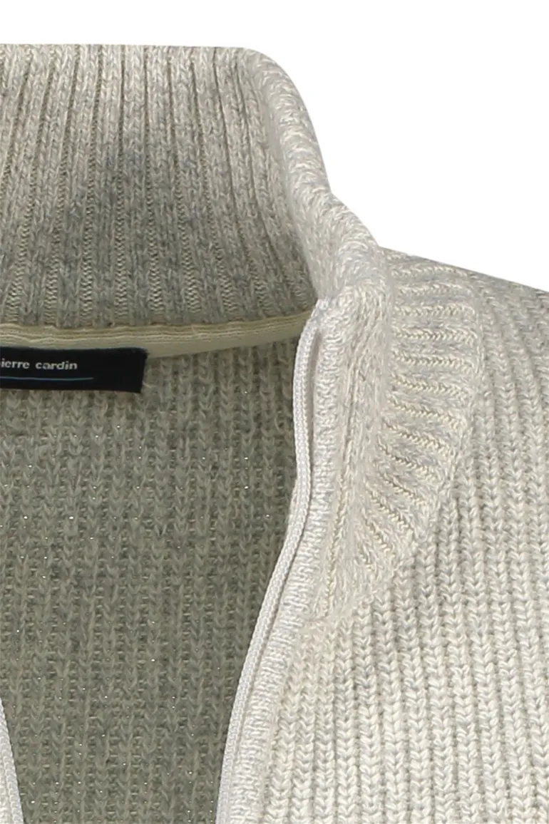 Pierre Cardin vest beige rits gemêleerd katoen