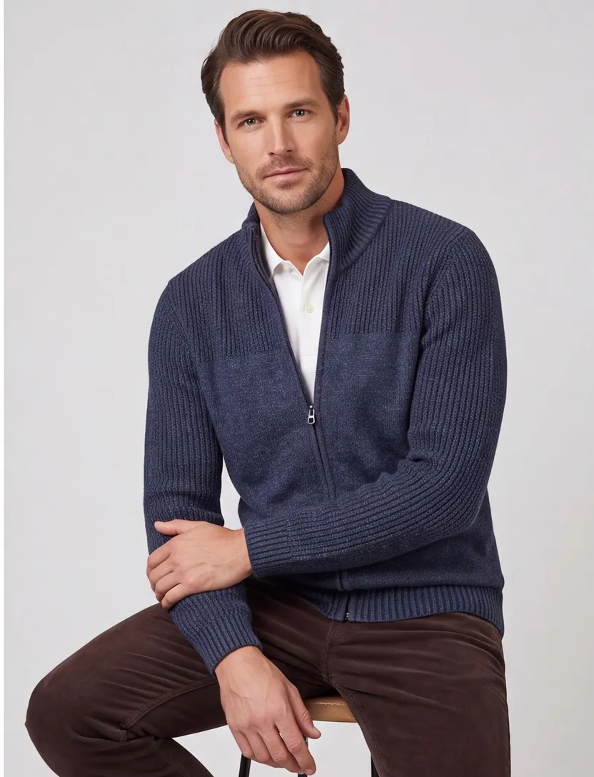 katoenen Pierre Cardin vest donkerblauw gemêleerd