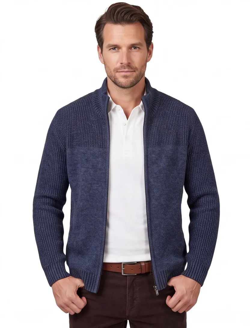 katoenen Pierre Cardin vest donkerblauw gemêleerd