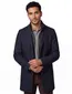 Winterjas Portofino donkerblauw effen rits + knoop normale fit katoen