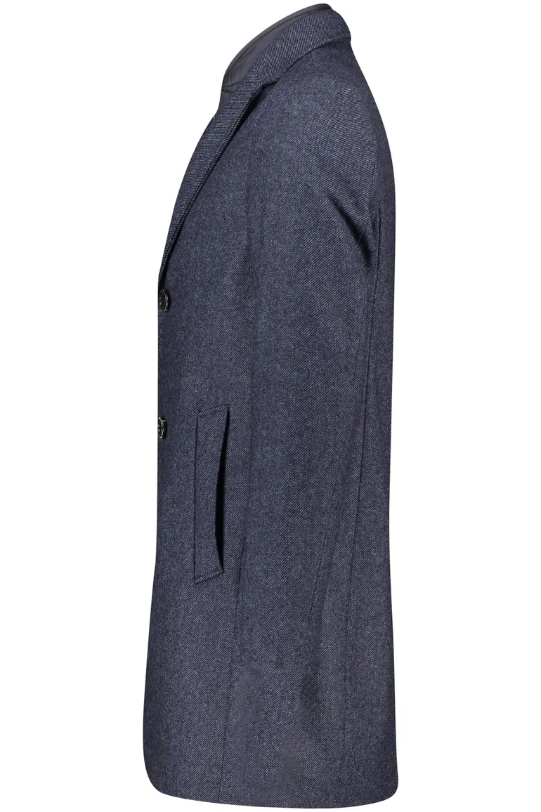 tussenjas Portofino donkerblauw normale fit effen rits + knoop