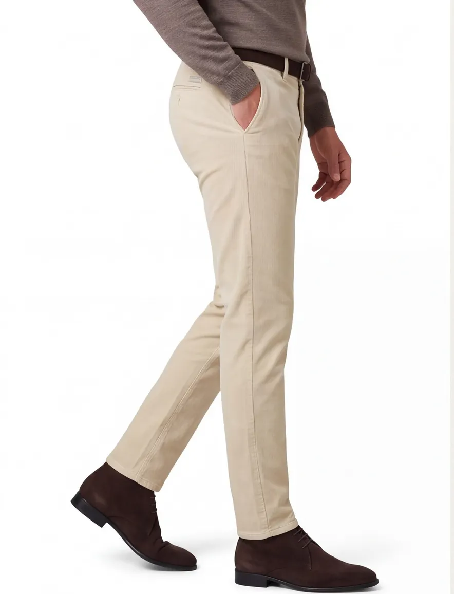 Mac katoenen broek Lennox beige effen katoen