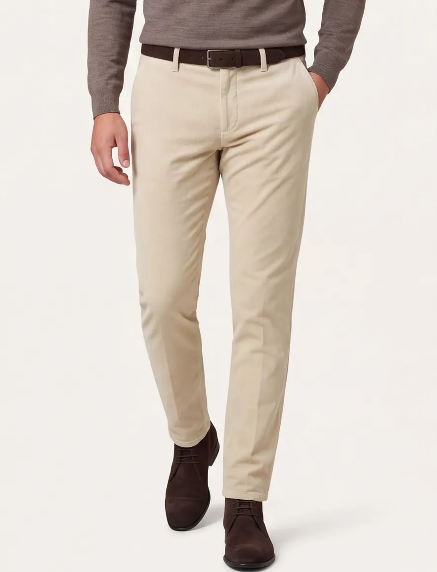 Mac katoenen broek Lennox beige effen katoen