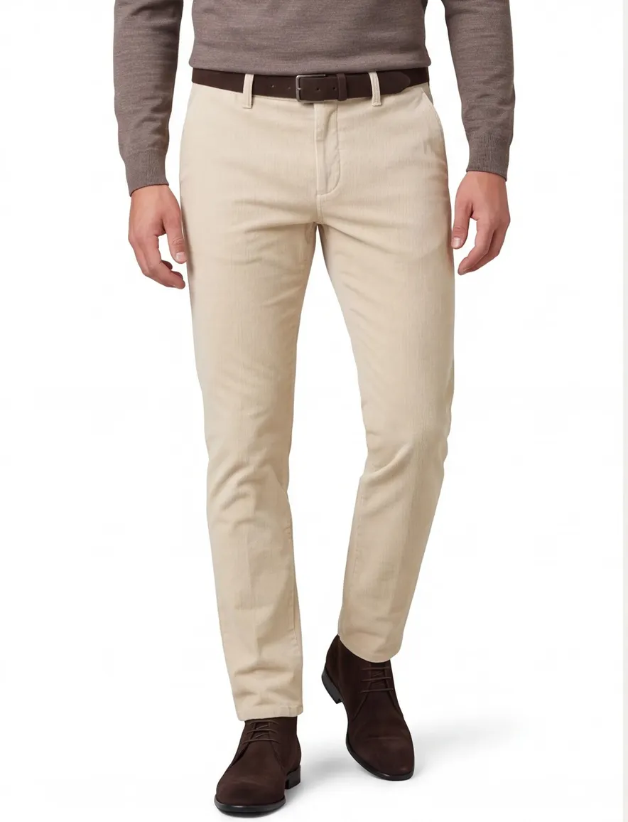 Mac katoenen broek Lennox beige effen katoen