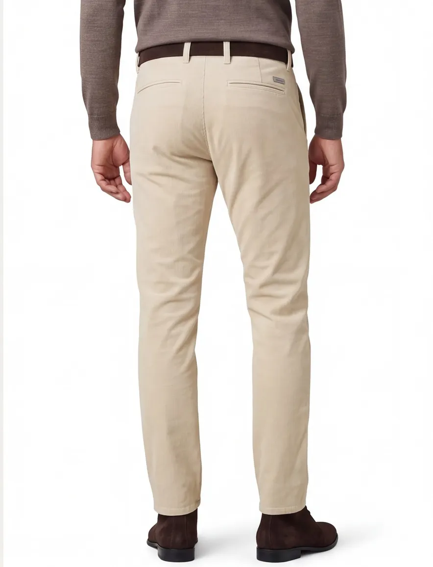 Mac katoenen broek Lennox beige effen katoen