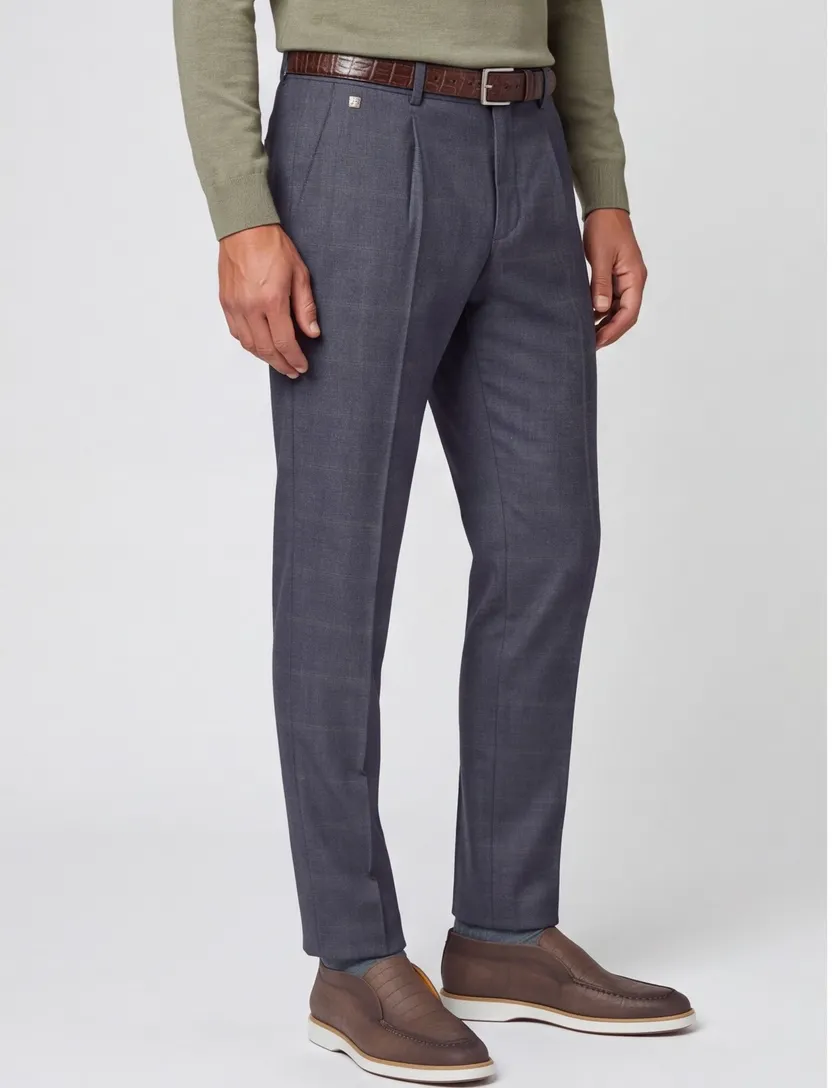 Vanguard katoenen broek donkerblauw gemêleerd