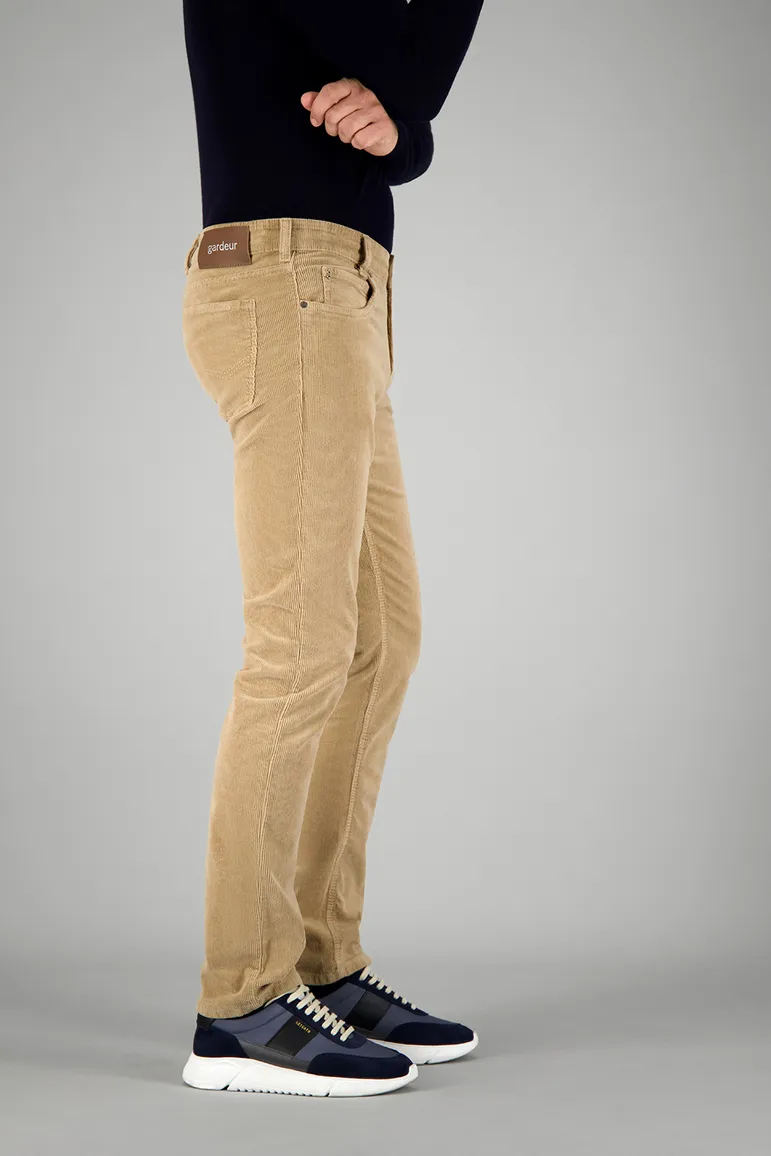 Gardeur jeans beige effen corduroy