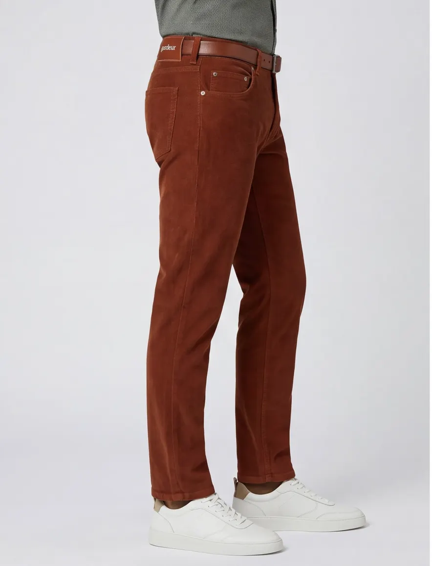 Gardeur jeans bruin effen denim katoen