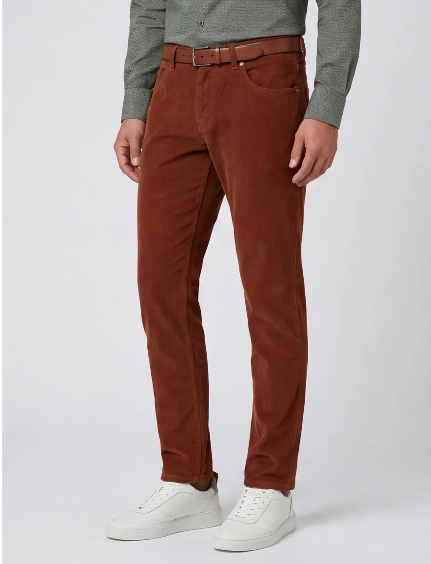 Gardeur jeans bruin effen denim katoen