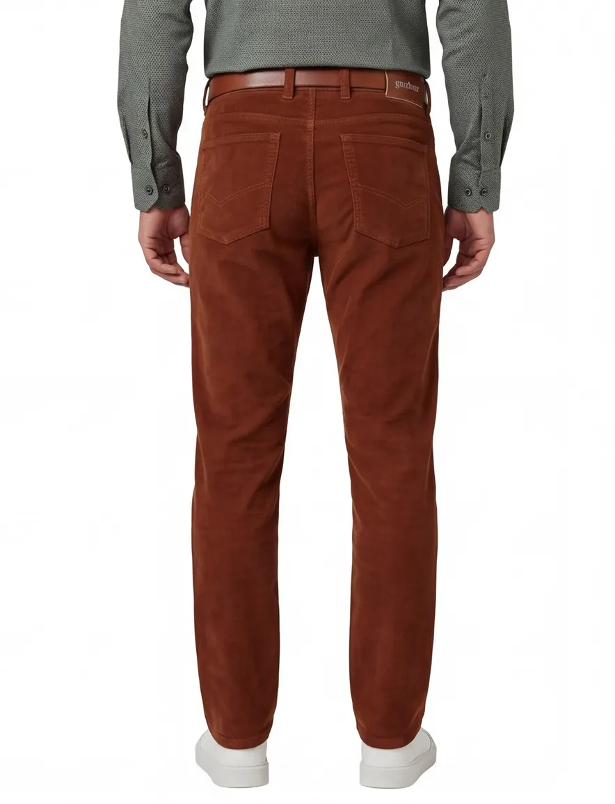 Gardeur jeans bruin effen denim katoen