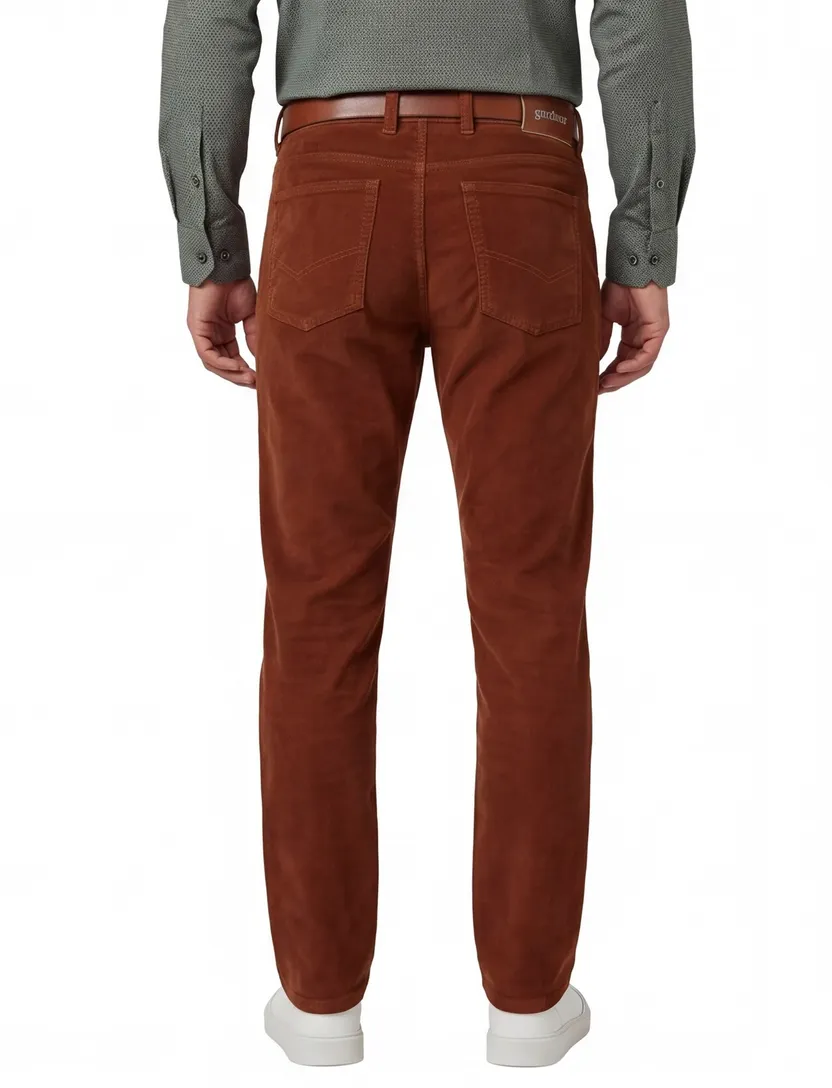 Gardeur jeans bruin effen katoen denim