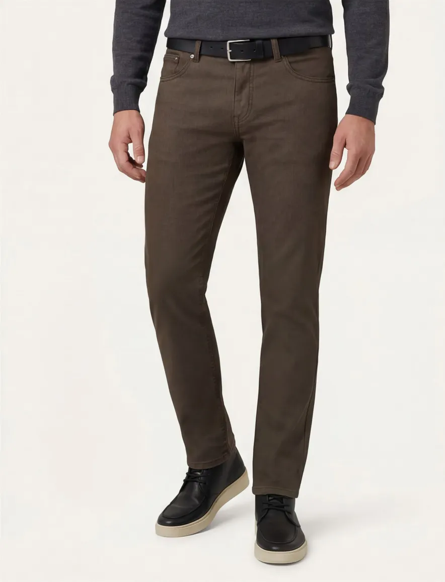 Gardeur jeans model Sandro bruin effen katoen