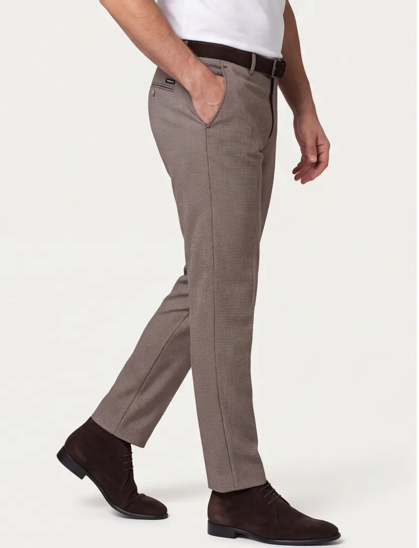 Gardeur katoenen broek blauw gemêleerd katoen