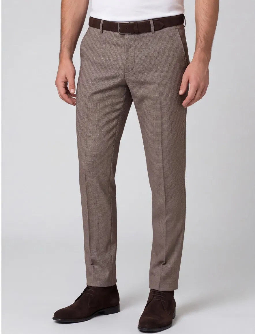 Gardeur Slim Fit broek chino bruin gemêleerd katoen