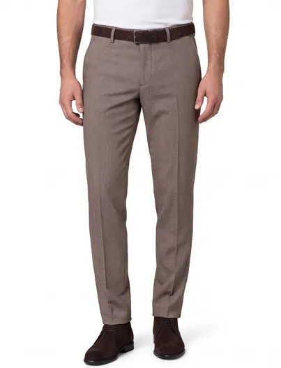 Gardeur Gardeur Slim Fit broek chino bruin gemêleerd katoen