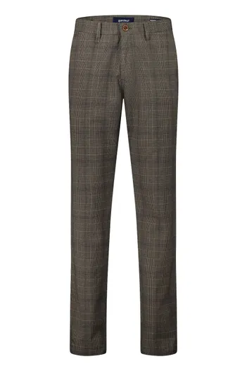 Gardeur Gardeur katoenen broek bruin geruit katoen