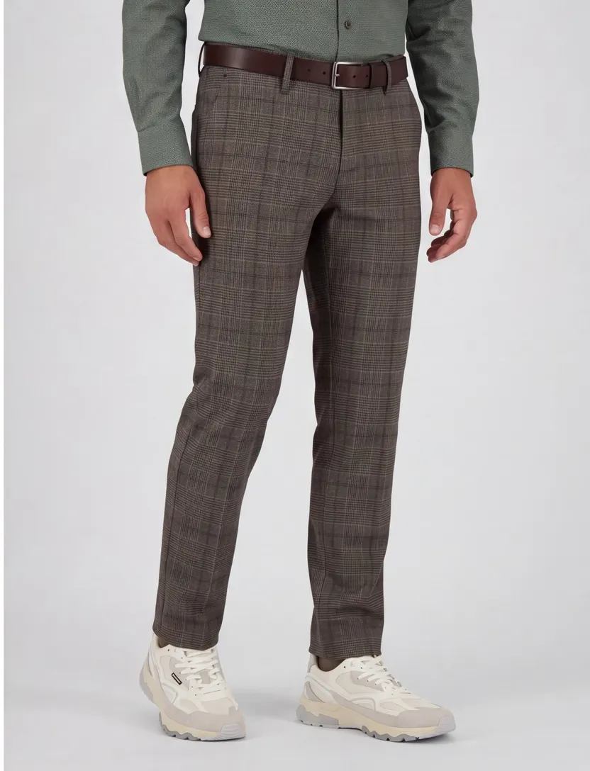 Gardeur katoenen broek bruin geruit katoen