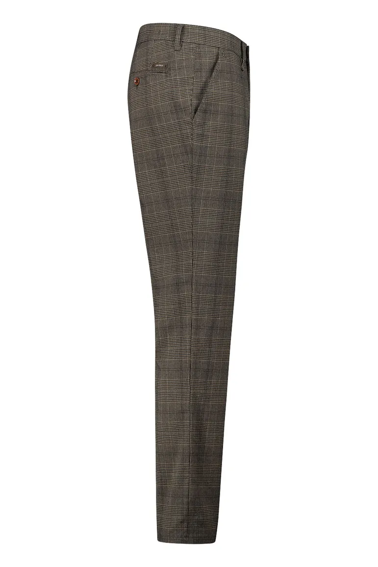 katoenen broek Gardeur bruin geruit katoen