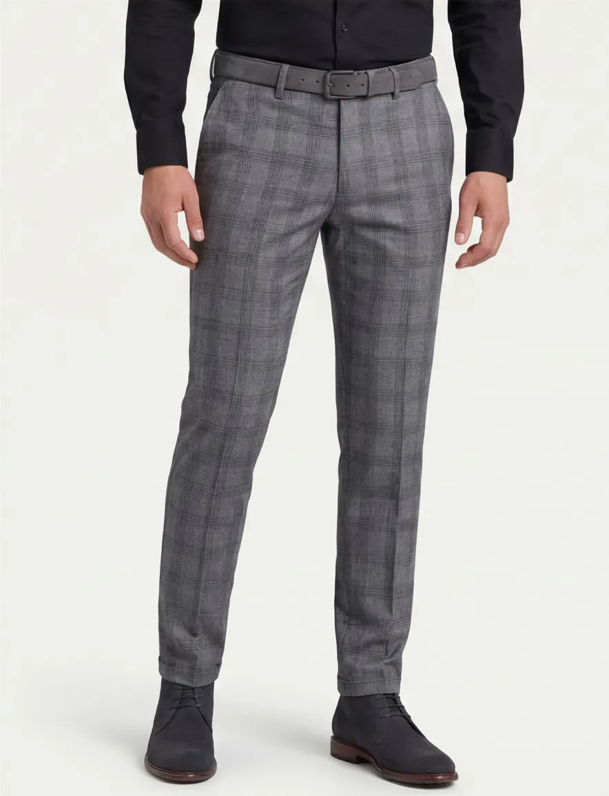 katoenen broek Gardeur blauw geruit katoen