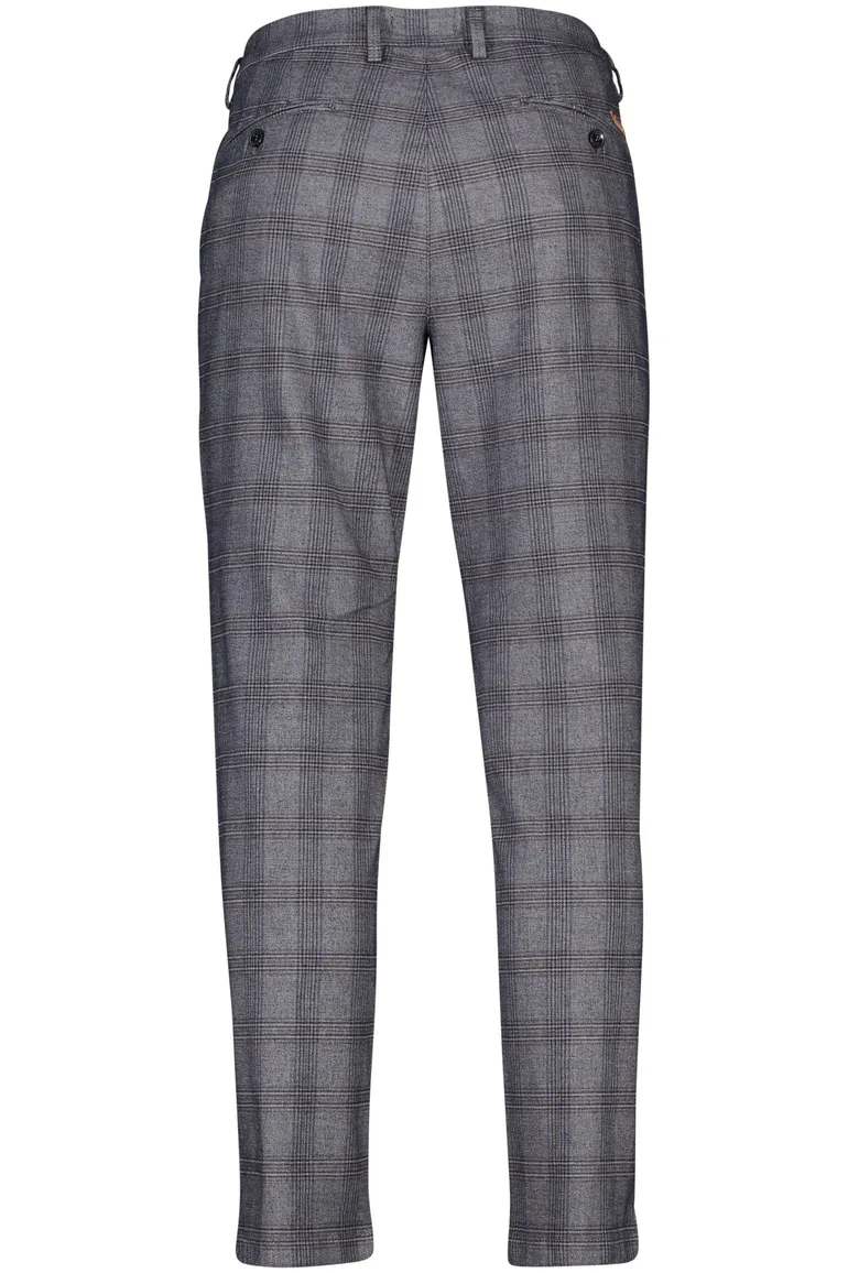 katoenen broek Gardeur blauw geruit katoen