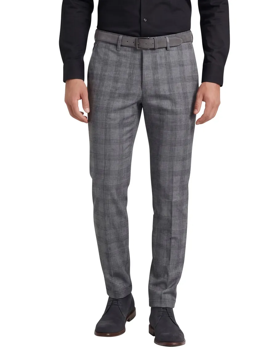 Gardeur katoenen broek blauw geruit katoen