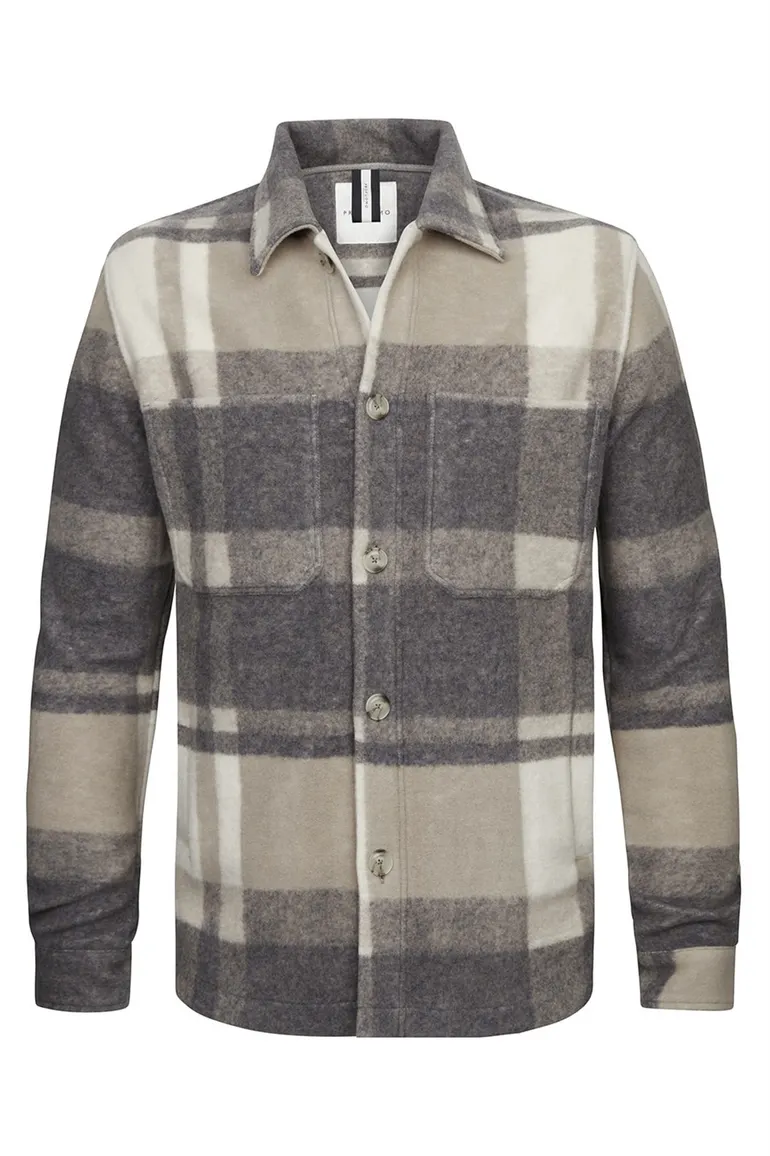 Profuomo vest overshirt beige knopen effen wol