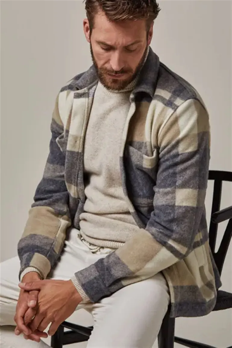 Profuomo vest overshirt beige knopen effen wol