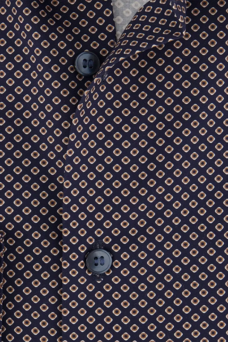 Olymp business overhemd extra slim fit blauw geprint katoen