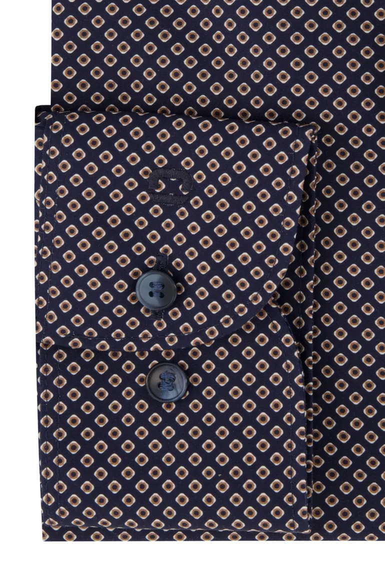 Olymp business overhemd extra slim fit blauw geprint katoen